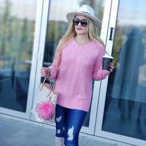 PRETTY IN PINK SO SOFT Cable Knit Sweater